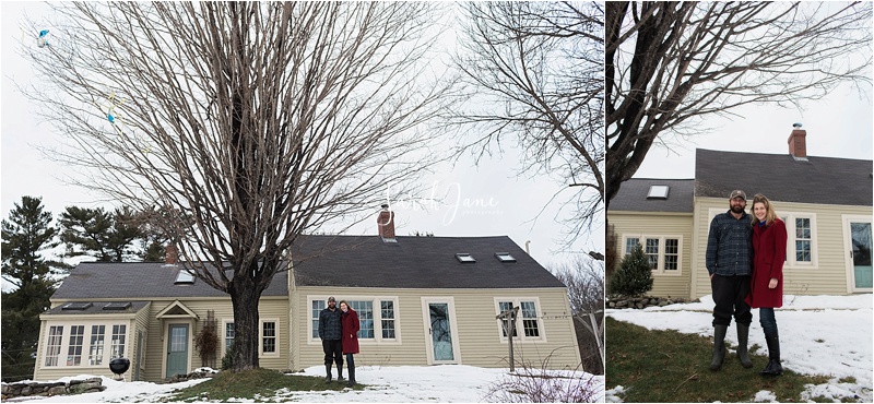 Maine Family Portrait with house Sarah Jane Photography