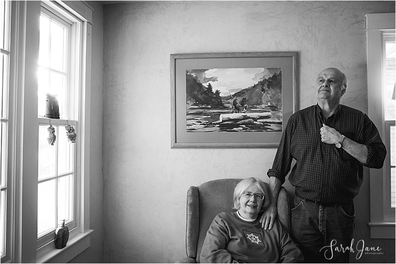 Black and White portrait of parents Sarah Jane Photography Maine