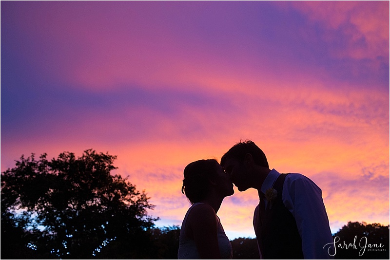 Sunset Photo of Bride and Groom at Wedding in Kennebunkport Maine Sarah Jane Photography