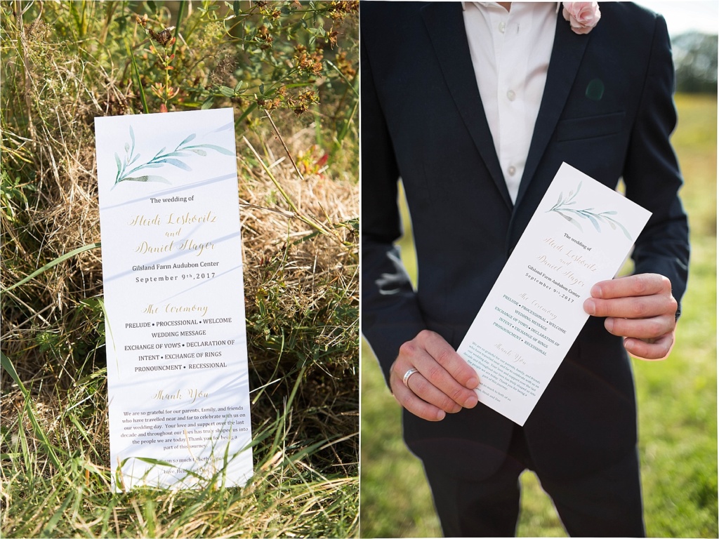 Maine Wedding Program Gisland Farm Falmouth Maine