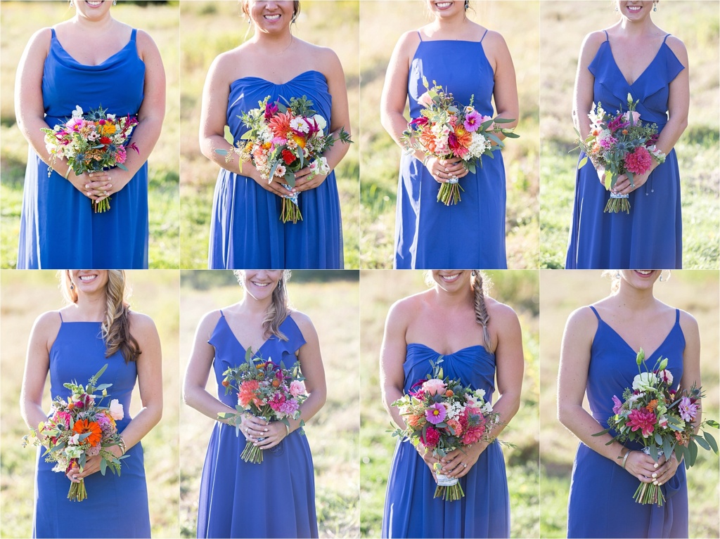 Blue Bridesmaids Dresses Falmouth Maine Wedding