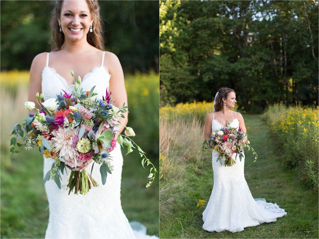 Bridal Portrait Gisland Farm Falmouth Maine Sunset Sarah Jane Photography