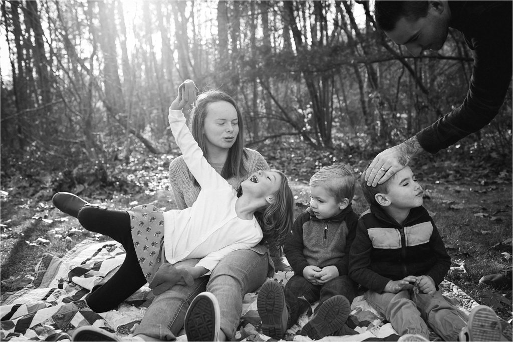 Black and White Family Portrait Falmouth Maine Sarah Jane Photography