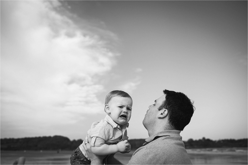 Black and White portrait Baby and Dad