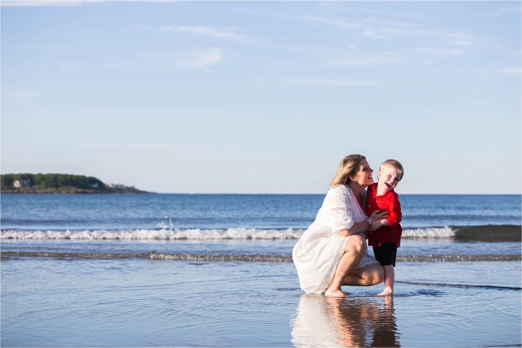 Mom and son portrait on the beach Sarah Jane Photography York Maine