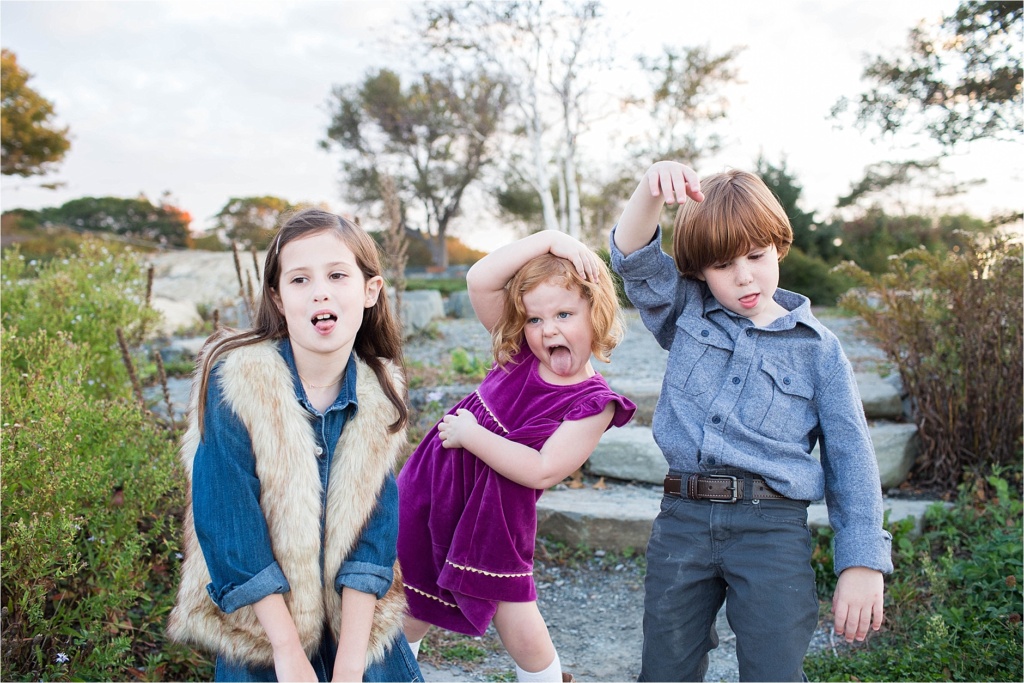 Silly faces Family Portrait session color photo Portland Headlight Cape Elizabeth Maine Family Photographer Sarah Jane Photography