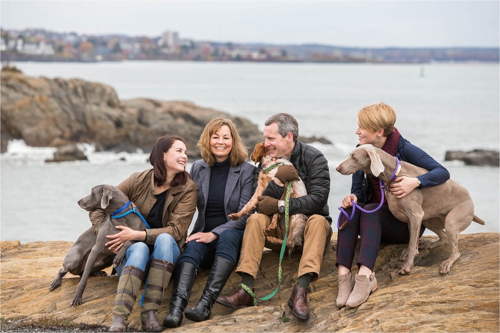 Family on Rocky Coast in Portland Maine Family Photographer