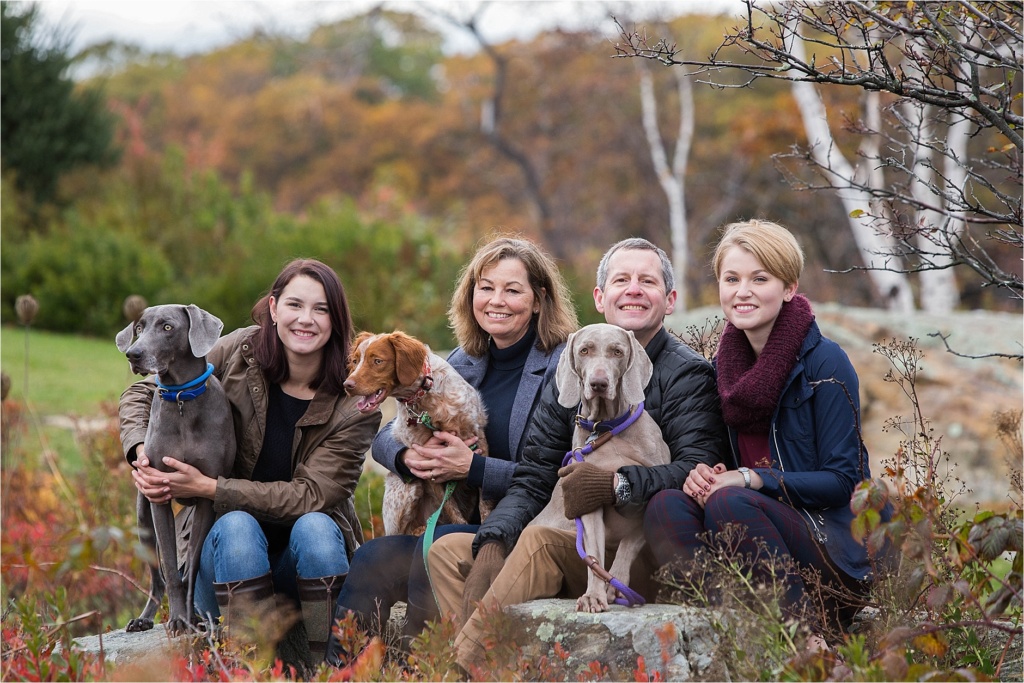 Family Portrait with dogs Cape Elizabeth Maine Fort Williams October