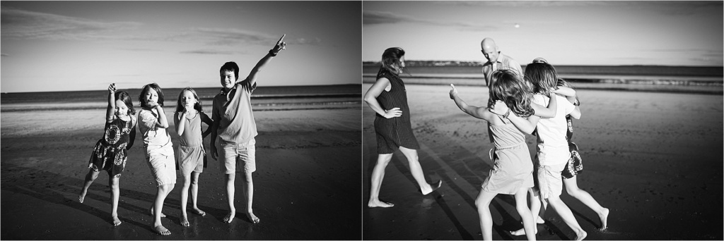 Kids playing on Old Orchard Beach Maine Family Photographer