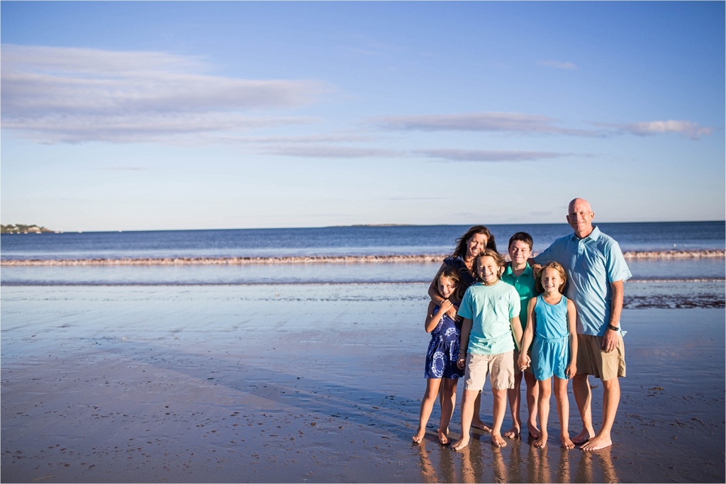 Old Orchard Beach Family Portrait on  beach at sunset Maine Family Photographer