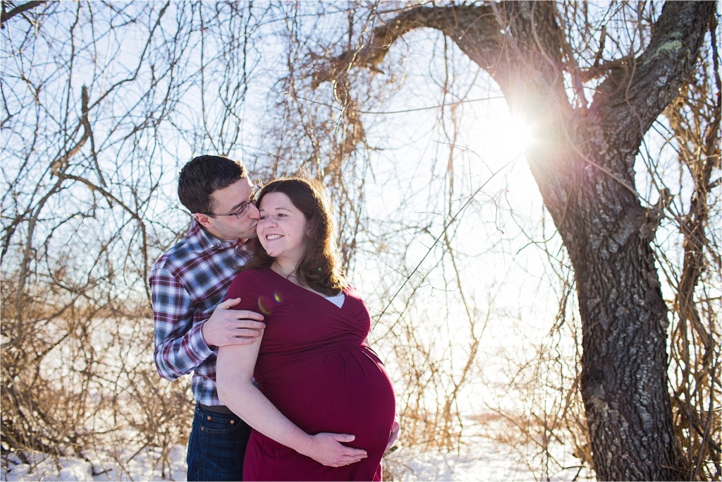 Sunny Winter Maternity Session Maine Family Photographer