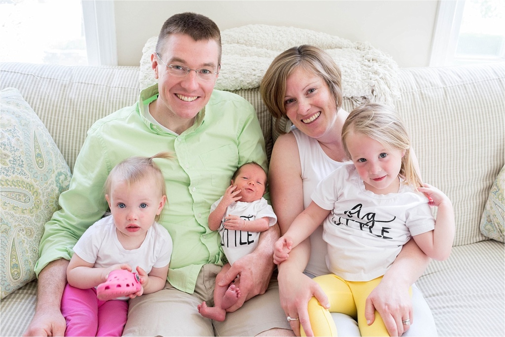 Spring Newborn Session at home with whole family pastel colors