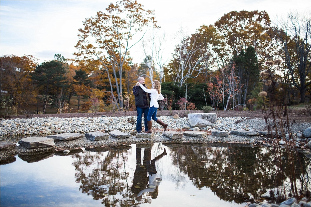 pond at fort williams cape elizabeth maine engagement photo