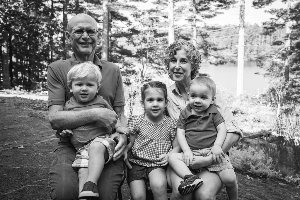 grandparents with grandchildren portrait maine family photographer dmariscotta lake