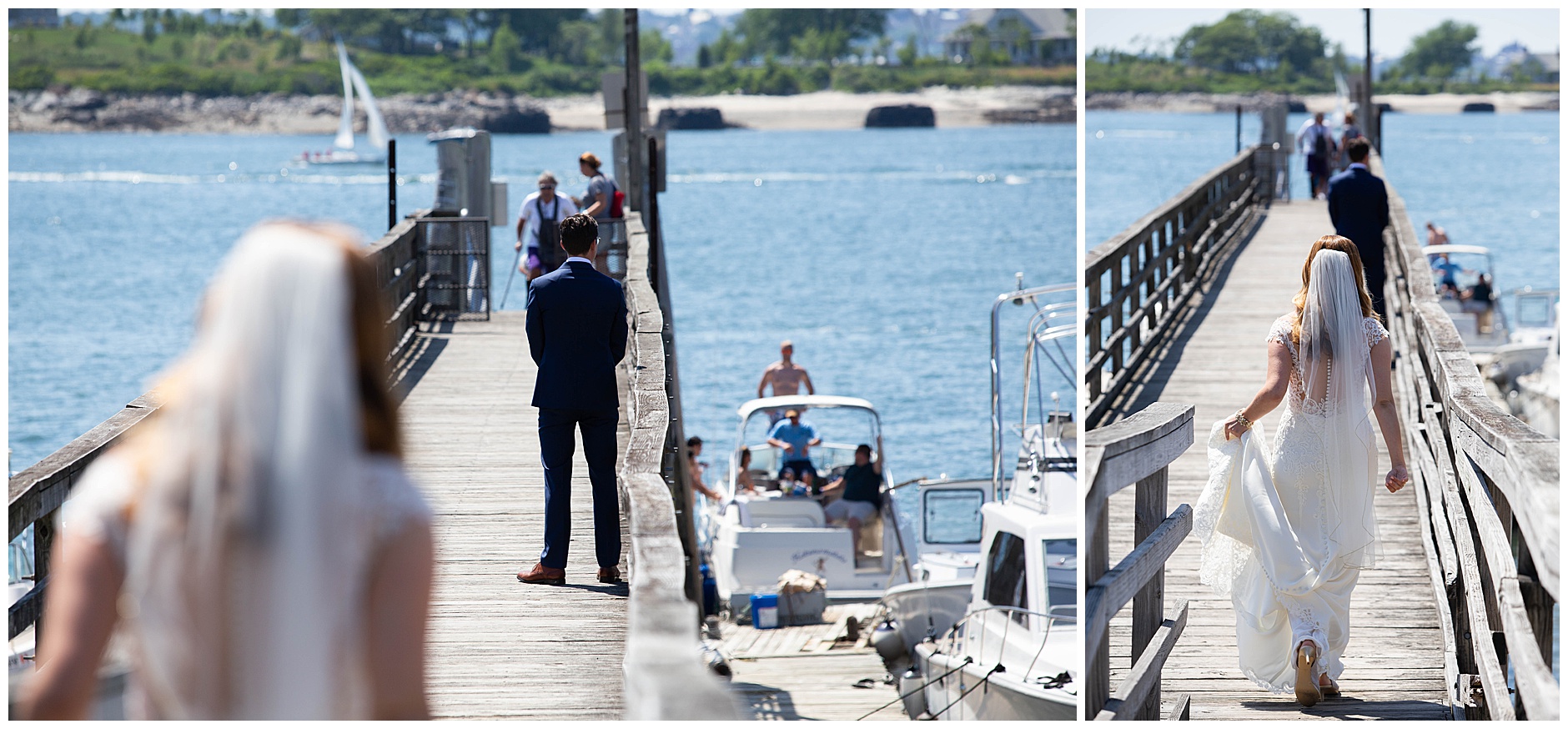Wedding First Look on Peaks Island Portland Maine Wedding Photographer
