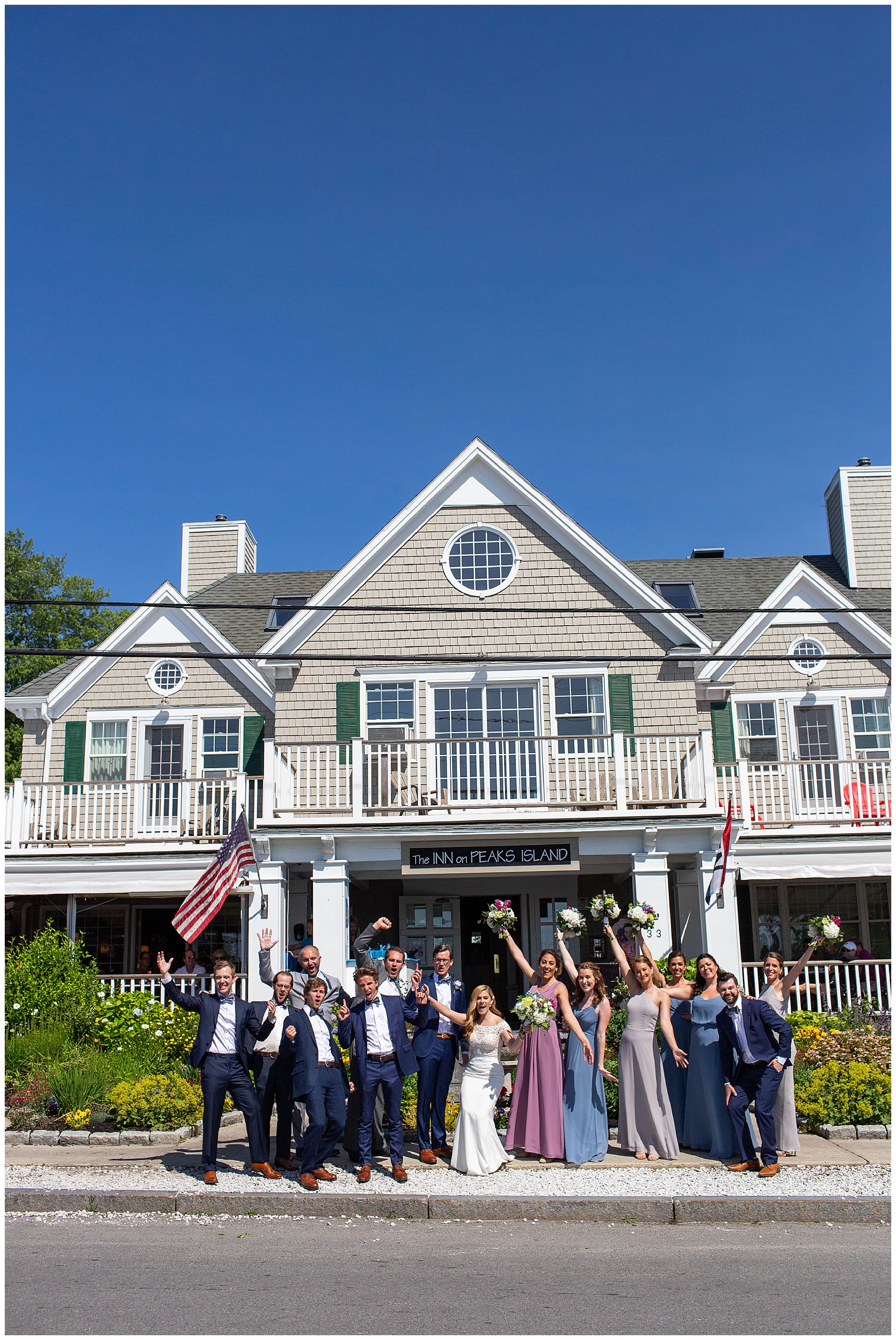 bridal party at Inn on Peaks Island Portland Maine Wedding Photographer