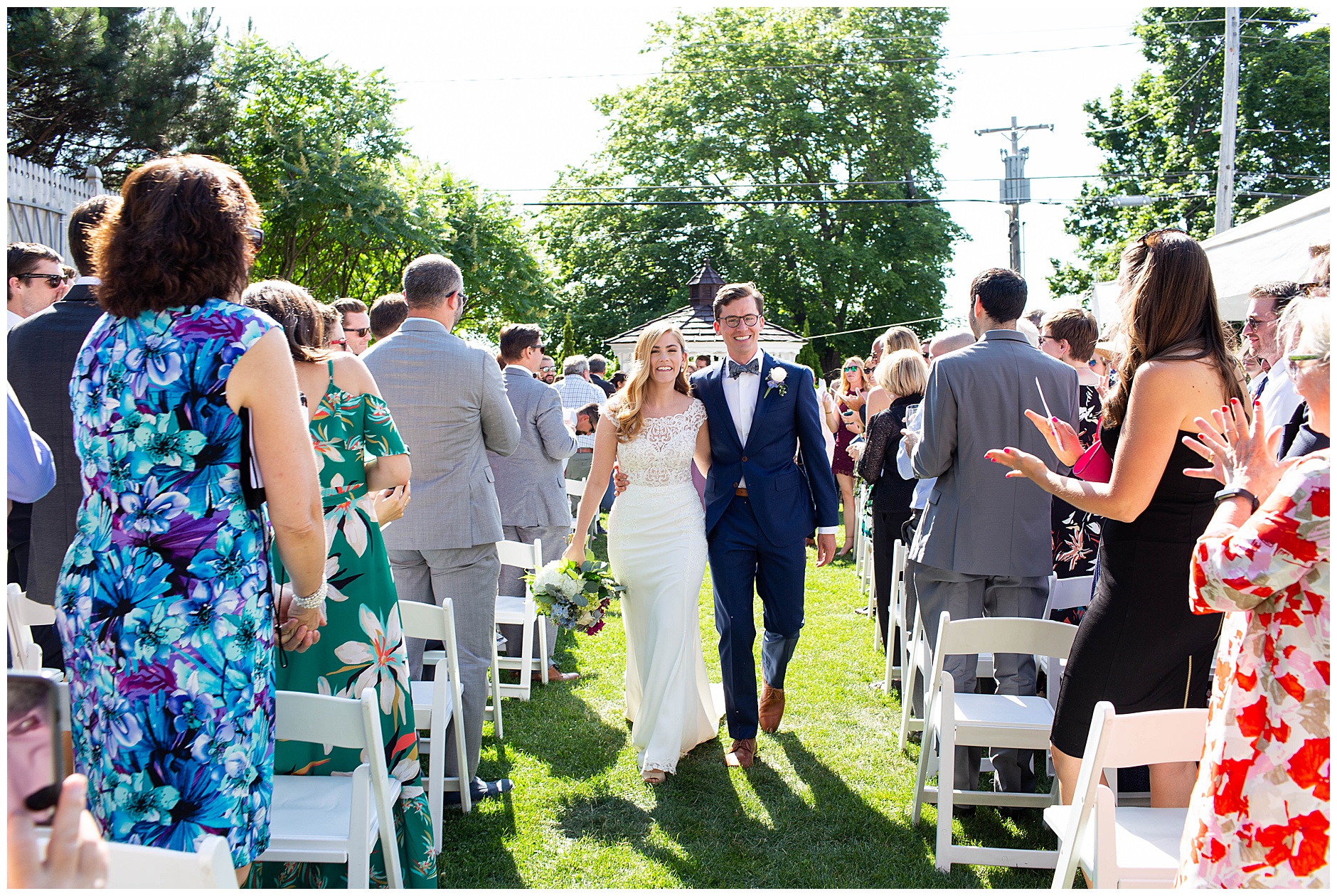 Wedding Ceremony in the garden at Inn on Peaks Island Portland Maine Wedding Photography