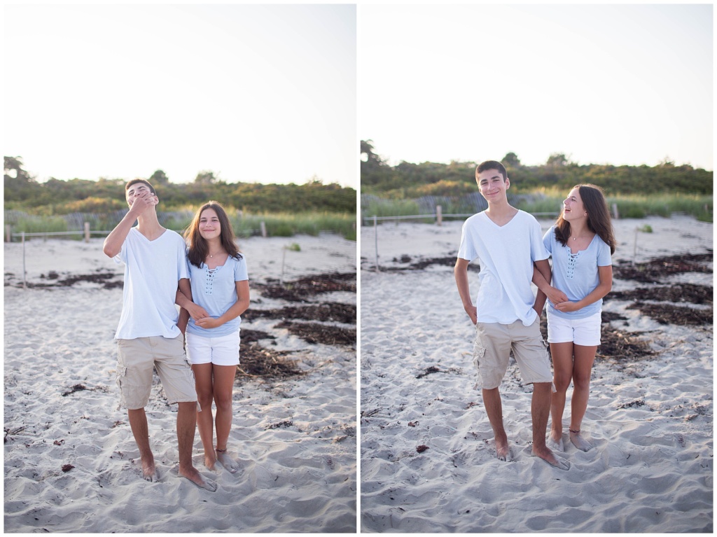 Sibling photo at sunset on the beach