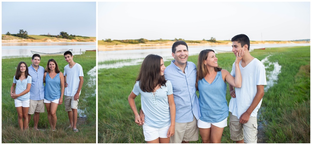 Fun family portrait ogunquit maine footbridge beach 