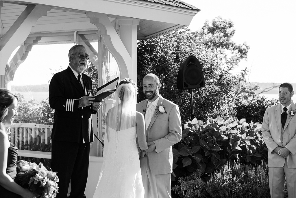 Captain Ken Barnes officiating a French's Point Wedding