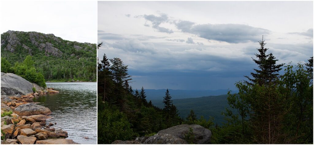 Lake at the top of Tumbledown Mountain, View of rainstorm from the top of Tumbledown Mountain